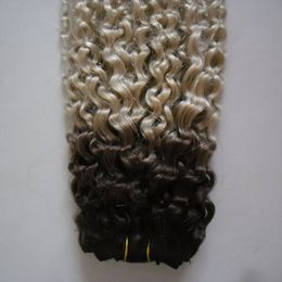 Paquetes de cabello rizado rizado 100% Paquetes de cabello humano 1 pieza Natural No Remy ombre Onda rizada armadura de cabello virgen rizado