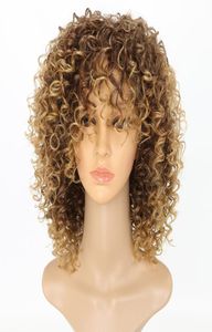 Perruques crépues bouclées pour femmes noires couleur de cheveux synthétiques Blonde T2730 perruque Afro Blonde 16 pouces 7661135