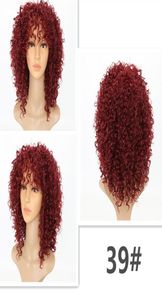 Kinky krullende pruiken voor zwarte vrouwen synthetische haarkleur 39 lange rood zwart afro pruik 16 inches6193972