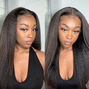 Perruque Lace Frontal Wig naturelle, cheveux crépus lisses, 13x4, 30 pouces, ShineFull, 13x6, Transparent HD, pre-plu, pour femmes