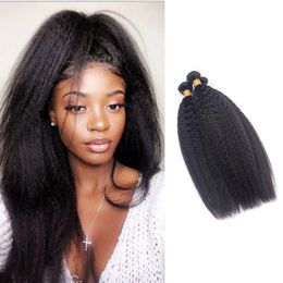 Kinky Straight Brazilian Human Hair Extensions 10-30inch Peruvian Indian Virgin Hair Double Wefts Weaves 4 PCS