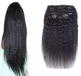 Kinky straight clip in extensions 10 stuksSet Grove Yaki clip in extensions 120gset Braziliaans maagdelijk haar6202548