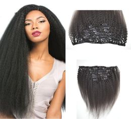 Clip droit crépus extension de cheveux humains indiens couleur naturelle pince à cheveux humains non transformés dans les extensions de cheveux 824 pouces GEASY5031822