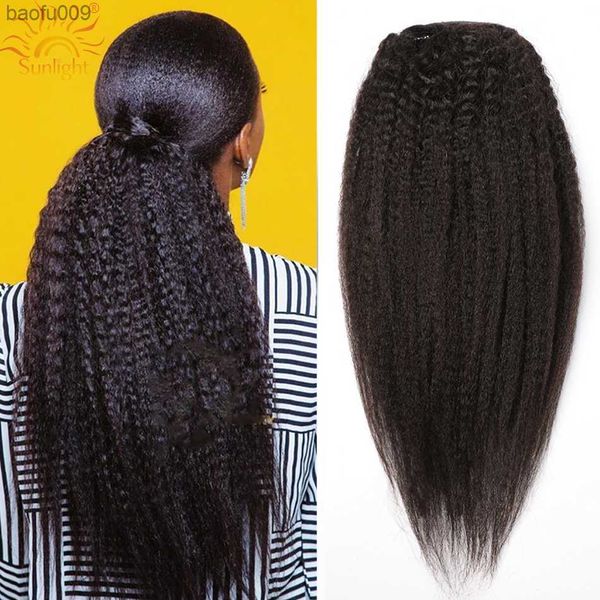 Kinky Straight Cordón Cola de caballo Brasileña Afro Rizado Rizado Cabello humano Cola de caballo Cabello Remy Cabello Cola de caballo Clip L230520