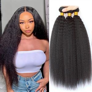 Mèches Yaki 100% naturelles crépues lisses, Extensions de cheveux, bon marché, tissage de cheveux naturels, offres en lot de 1/3/4, pour femmes