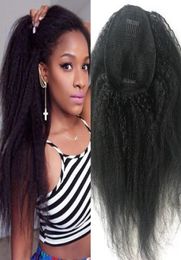 Kinky rechte menselijke haar paardenstaarten Natual Black Color 100G160G Braziliaanse extensies Clip in Remy African American Hair Products4342290