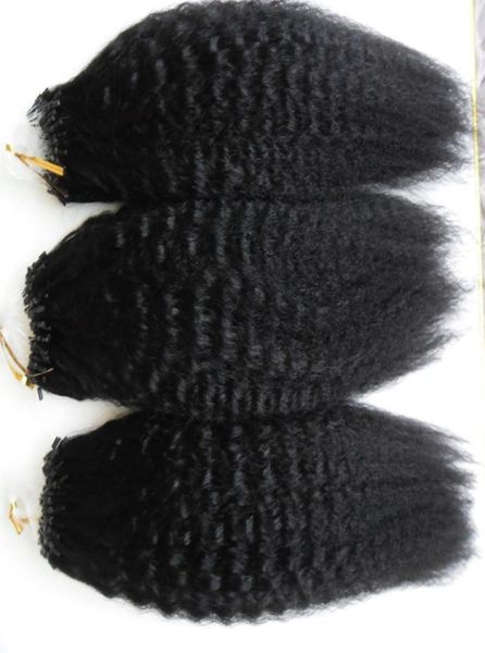 Extensiones de cabello humano con anillo de micro bucle recto rizado 300 g 100 Enlaces de micro cuentas humanas Cabello remy corase yaki Extensiones de cabello preconsolidadas 4571114