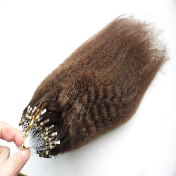 Extensions de cheveux brésiliens Remy crépus lisses avec micro-anneaux, micro-boucles grossières, 100g
