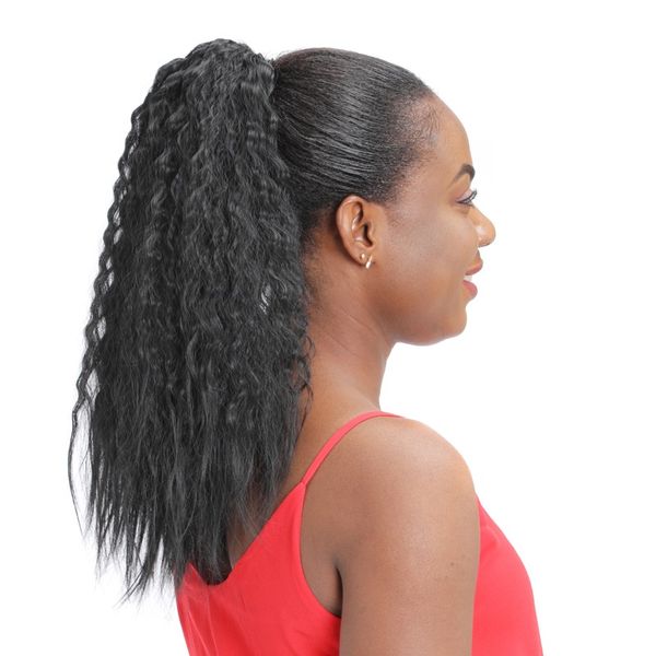 crépus droite queue de cheval extension de cheveux humains pour les femmes noires, italien Yaki droite vierge cheveux brésiliens 140g queue de cheval postiche bateau gratuit