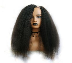 Kinky rechte u onderdeelpruik voor zwarte vrouw menselijk haarpruiken Braziliaans Remy Hair 150 DENSITEIT Italiaanse yaki medium4189329