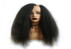 Kinky rechte u onderdeelpruik voor zwarte vrouw menselijk haarpruiken Braziliaans Remy Hair 150 DENSITEIT Italiaanse yaki medium4167239
