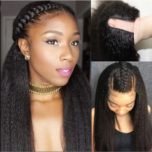 Crépus droite U partie perruque cheveux humains 30 pouces brésilien Remy cheveux humains sans colle U partie crépus droite perruque pour les femmes noires