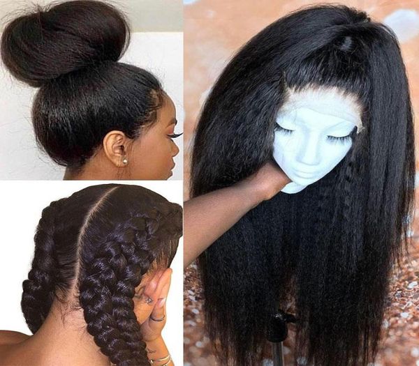 Peluca recta rizada Pelucas de cabello humano de encaje completo para mujeres negras Peluca de parte en U de densidad 250 Peluca de encaje completo Yaki Pelucas delanteras de encaje EverBeauty6811538