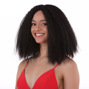 Perruque Lace Front Wig naturelle crépue lisse sans colle, cheveux Yaki italiens vierges, avec cheveux de bébé, pour femmes noires