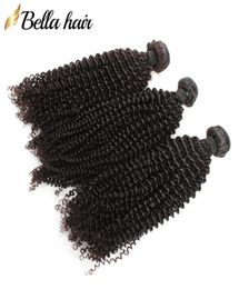 Kinkycurly brasileiro humano virgem cabelo pacotes tece extensões 3pcslot cor natural pouco encaracolado trama de cabelo bellahair2443389