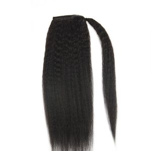 Grof Yaki Kinky Straight Ponytail, Afro-Amerikaanse Lange Hoge Italiaanse Yaki Menselijk Haar Poney Tail voor zwarte vrouwen Natuurlijke kleur Dyable
