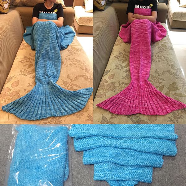 Kintted Mermaid Couvertures 180x90cm Adultes Queue de Sirène Couverture Super Fait Main Crochet Doux Couvertures Réchauffantes Lit Costume de Couchage Couverture en Tricot
