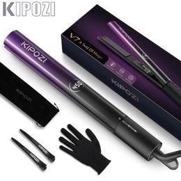 KIPOZI fer à lisser de luxe 2 en 1 fer plat à friser Nano chauffage instantané avec écran LCD numérique 240126