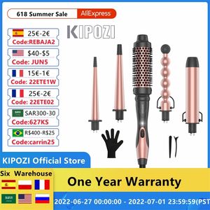 KIPOZI fer à friser professionnel 5in1 outils pour cheveux chauffage instantané fer à friser électrique brosse à air barils en céramique pour femme 220624