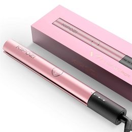 KIPOZI Professional Hair Striaghtener Calentamiento instantáneo Plancha 2 en 1 Herramienta para rizar con pantalla LCD 220124