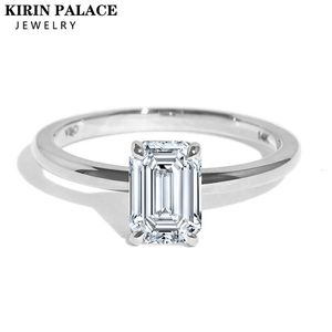 Anneau Kirin 3CT pour les femmes Whiteyellowrose Gold 79 Emerald Cut DVVS1 Solitaire Engagement Wedding 240417