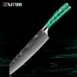 Kiritsuke Chef Knife 8 "Japanse keukenmessen voor het snijden van vleesgroenten Ergonomische harshandel Damascus laserpatroon mes