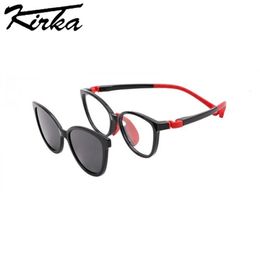 Kirka lunettes de soleil magnétiques pour filles garçons lunettes oeil de chat UV400 lunettes de soleil Clipon TR lunettes souples enfant 240226