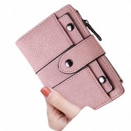 Kismis Nouveau style PU Cuir Rivet Portefeuille court - Porte-cartes de changement de fermeture à glissière, Portefeuille de porte-monnaie pour femmes, Sac St Mey t1bH #