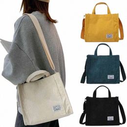 Kismis New Vintage Women Corchuroy Zipper Bag - Cott Canvas Handbag, Sacs Menger décontractés S5SK #
