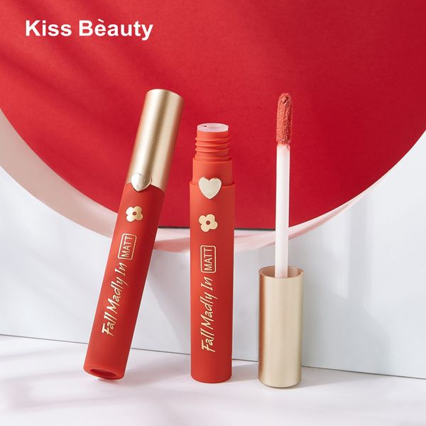 Kiss Beauty 4 Couleurs Mat Velours Brillant À Lèvres Naturel Longue Durée Étanche Liquide Rouge À Lèvres Lip Glaze 5 ml