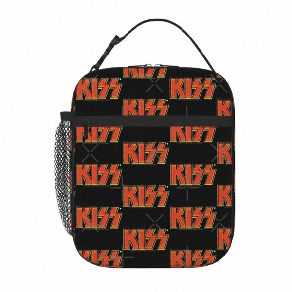 Kiss The Band Burn Text Style Logovintage Lunch Tote Sac de pique-nique Sacs à lunch Sacs Kawaii Lunch Bag o7Uw #