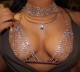 KISSCC Lovertjes Rijnketting Beha Diamant Crop Tops Nacht Cb Party Metalen Tank Bralette Ketting Choker Bustier2329578