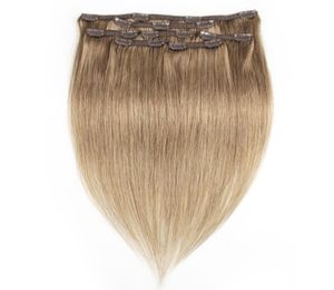 KISSHAIR 7 pièces clip dans l'extension de cheveux 8 couleur blond cendré remy indien brésilien tissage de cheveux humains 100g 110g2626172