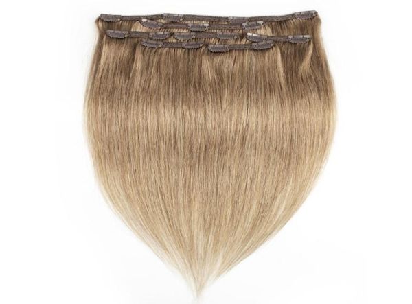 Kisshair 7 piezas Clip en la extensión del cabello 8 Ash Blonde Color Remy Indian Brasil Weave Human Weave 100G 110G4506499