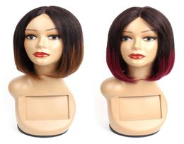 KISSHAIR partie moyenne court Bob cheveux humains perruques cheveux brésiliens Ombre couleur 1B30 bordeaux 99j cheveux raides Capless Wigs9533385