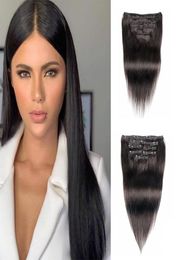 Kisshair Natural Color Clip in Hair Extension 7 PieceSset Remy Brazilian Roir Human Hair 1424inch Clip sur Hair Extension7993902