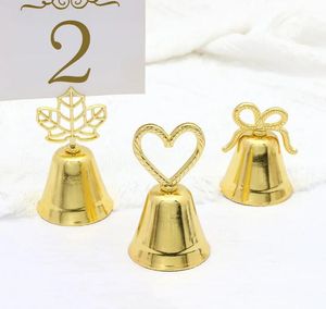 Baiser Bell Silver Gold Bell Place Carte Solder / Photo Holder Table de table de mariage Decoration Favors