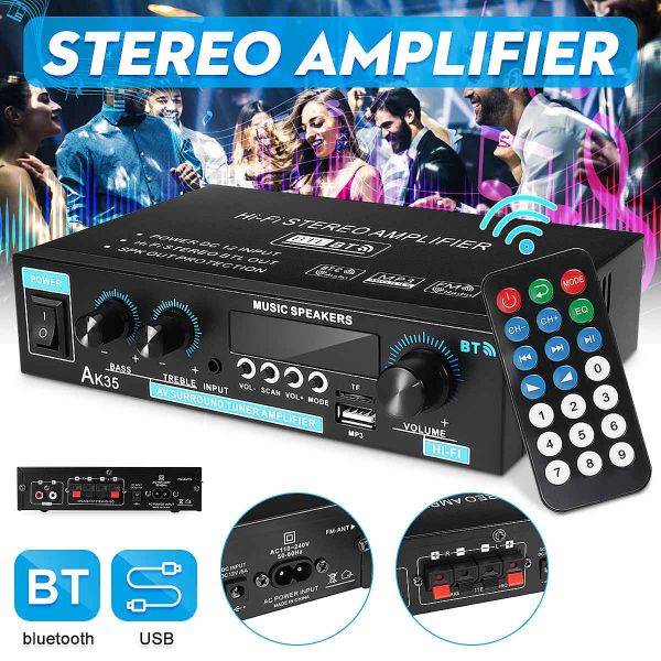 Kit 110V / 220V 400W + 400W Amplificateur numérique Mini 2.0 Channel Bluetooth 5.0 Récepteur USB Player de musique stéréo Home / Car / Marine Audio Amp