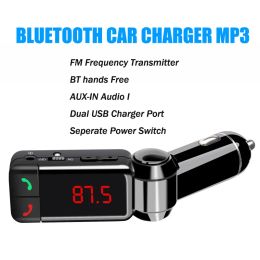 Kit 2015 NEW bluetooth car charger BT hands free car charger MP3 BC06 mp3 player mini dual port AUX FM Frequency transmitter free DHL