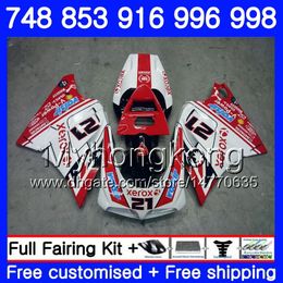 Kit Para DUCATI 748 853 916 996 998 S R 94 95 96 97 98 327HM.11 748S 853S 916R 996R 998S 748R 21# Vermelho branco 1994 1995 1996 1997 1998 Carenagem