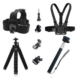 Kit pour gopro héros selfie stick monopodes monopodes pour sjcam sj4000 trépied pour yi 4k eken h9r accessoires de caméra d'action 231221