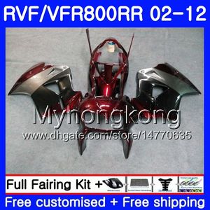 Kit pour HONDA Interceptor VFR800RR Argent rouge chaud 02 08 09 10 11 12 258HM.37 VFR 800RR 800R VFR800 RR 2002 2008 2009 2010 2011 2012 Carénage