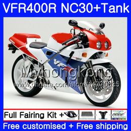 Kit voor HONDA RVF400R V4 VFR400R WITTE GLOSSY 1989 1990 1991 1992 1993 269HM.28 VFR400 RVF VFR 400 R NC30 VFR 400R 89 90 91 92 93 FUNLING