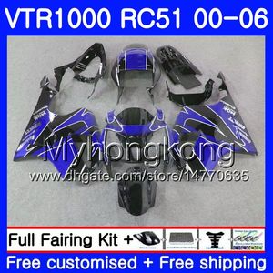 Kit Pour HONDA VTR 1000 RC51 bleu noir chaud 2000 2001 2002 2003 2004 2005 2006 257HM.33 RTV1000 SP1 SP2 VTR1000 00 01 02 03 04 05 06 Carénage