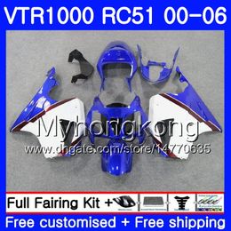 Kit voor Honda White Blue Hot VTR 1000 RC51 2000 2001 2002 2003 2004 2005 2006 257HM.27 RTV1000 SP1 SP2 VTR1000 00 01 02 03 04 05 06 Kuip