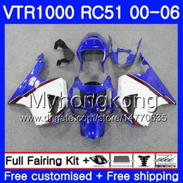 Kit Pour HONDA blanc bleu chaud VTR 1000 RC51 2000 2001 2002 2003 2004 2005 2006 257HM.27 RTV1000 SP1 SP2 VTR1000 00 01 02 03 04 05 06 Carénage