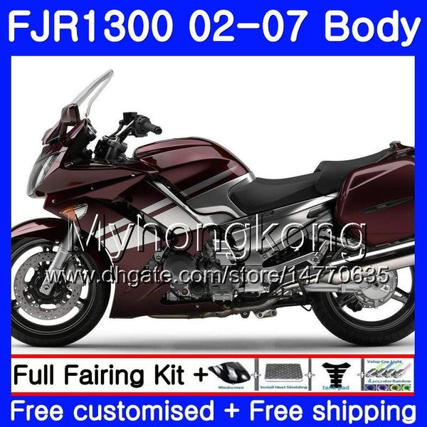 Kit para YAMAHA FJR1300A 2001 2002 2003 2004 2005 2006 2007 2AAHM.36 FJR 1300 FJR-1300 FJR1300 Rojo oscuro stock 01 02 03 04 05 06 07 Carenados