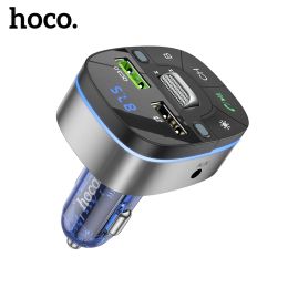 Kit HOCO Cargador USB Transparente para Coche QC4.0 QC3.0 Carga rápida Pantalla LED Transmisor FM Modulador Bluetooth Kit Manos Libres para Coche Audio
