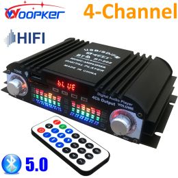 Kit Kit Kit Woopker HIFI Audio Amplifier 4Channel Digital Sound Amp Bluetooth 5.0 for Home Audio Systems, Cars, Karaoke Supports USB S Car