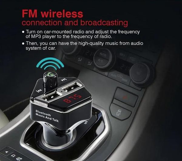 Kit Último 3 en 1 ST06 Bluetooth Car Kit Audio Reproductor de música MP3 Juego de manos libres Pantalla LCD Soporte Tarjeta TF Transmisor FM Carga de coche USB